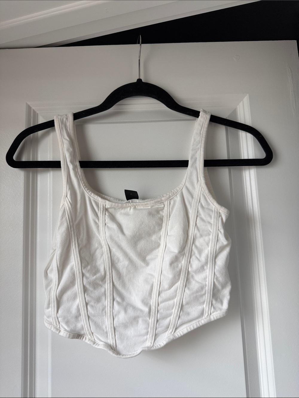 SHEIN White Corset-Style Ribbed Cropped Tank